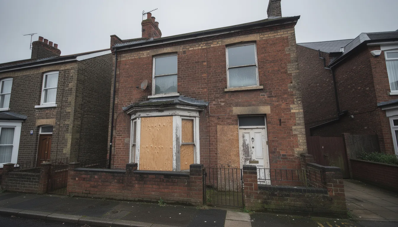 A boarded-up property awaiting refurbishment